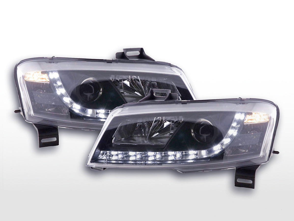 Scheinwerfer Set Daylight LED Tagfahrlicht Fiat Stilo 01-06 schwarz Scheinwerfer Set Daylight LED Tagfahrlicht Fiat Stilo 01-06 schwarz